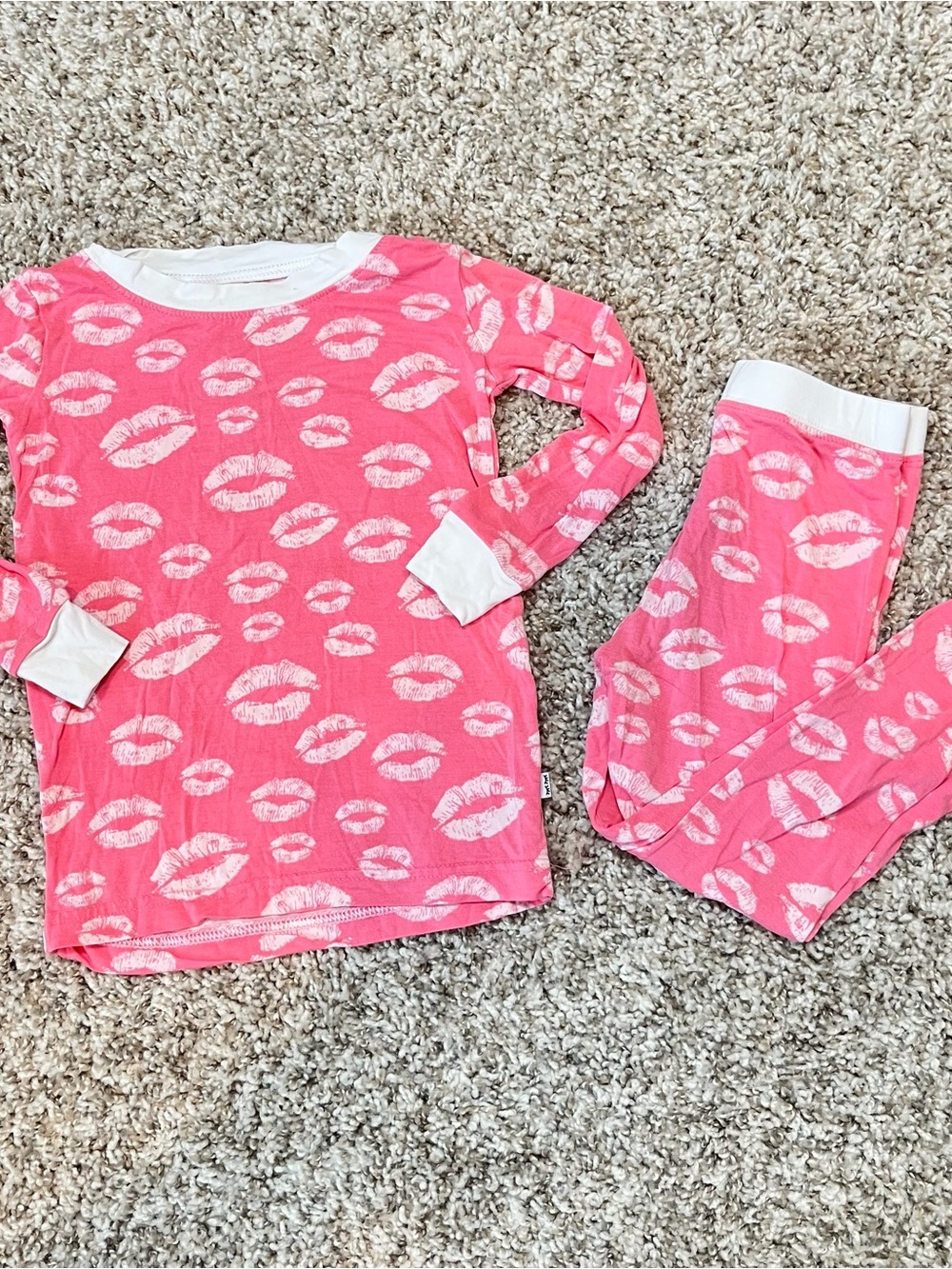 Little Sleepies Pink Lip-Print Pajama Set Bamboo